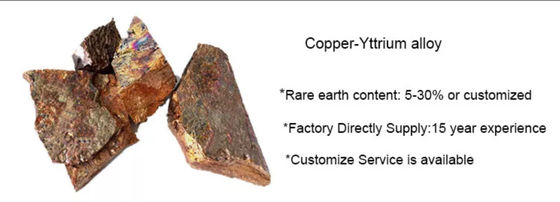 Alliage maître cuivre-yttrium avec 10 % d'yttrium pour la désoxydation du cuivre et la fabrication de composants électriques