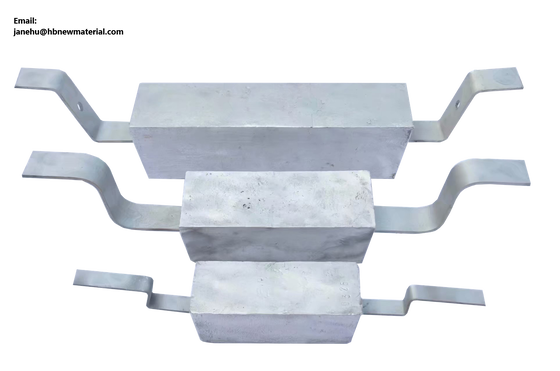 Zone de boue Anode sacrificielle en aluminium à faible résistance 1000x200x150 mm 81 kg Al-Zn-In-Sn alliage pour la protection des pipelines du fond marin